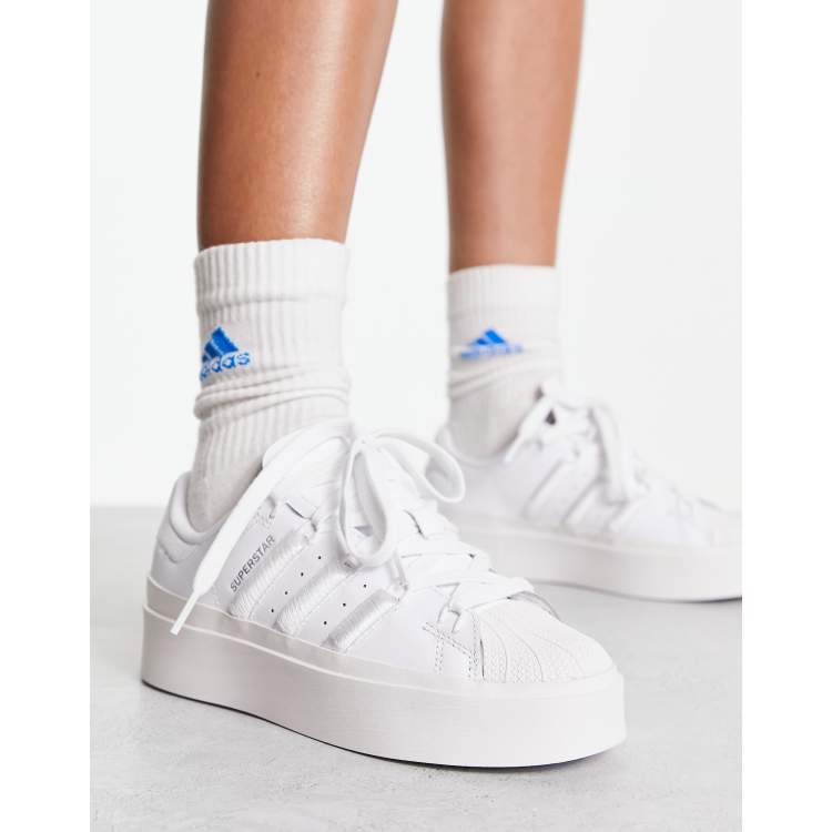 adidas Originals Superstar Bonega platform sneakers in clean triple white