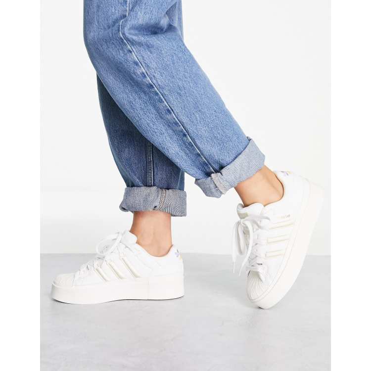 adidas Originals Superstar Bonega platform sneakers in off white | ASOS