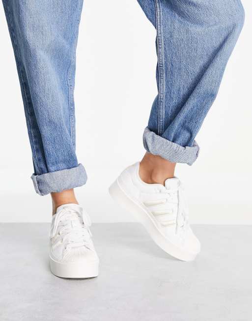 adidas Originals Superstar Bonega platform sneakers in off white | ASOS