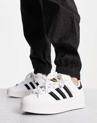 adidas Originals Superstar Bonega platform sneakers in white and black ...