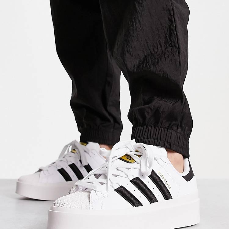 adidas Originals Superstar Bonega platform sneakers in white and black |  ASOS