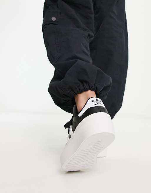 adidas Originals Superstar Bonega platform trainers in black and white |  ASOS