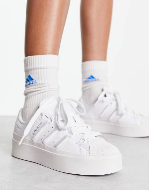 adidas Originals Superstar Bonega platform trainers in clean triple white - view 1