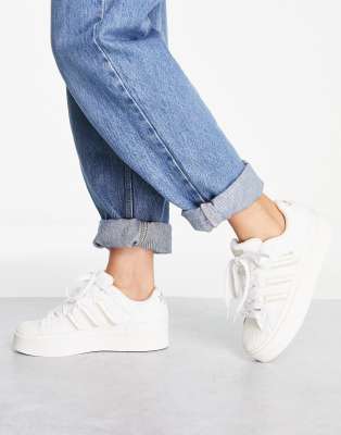 Adidas originals white and mint superstar bold sole outlet trainer