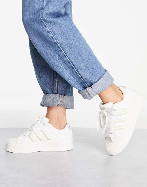 adidas Originals Superstar Bonega platform trainers in off white