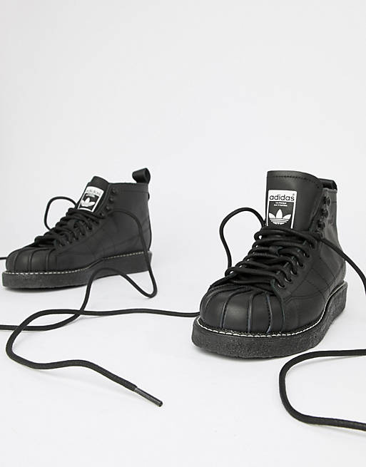 adidas Originals Superstar Boot Luxe Sneakers In Triple Black