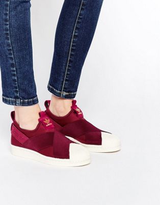 adidas Originals Superstar Burgundy Slip On Sneakers | ASOS
