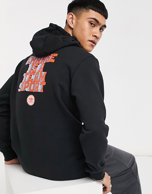 adidas Originals Superstar change is a team sport hoodie with back print in black