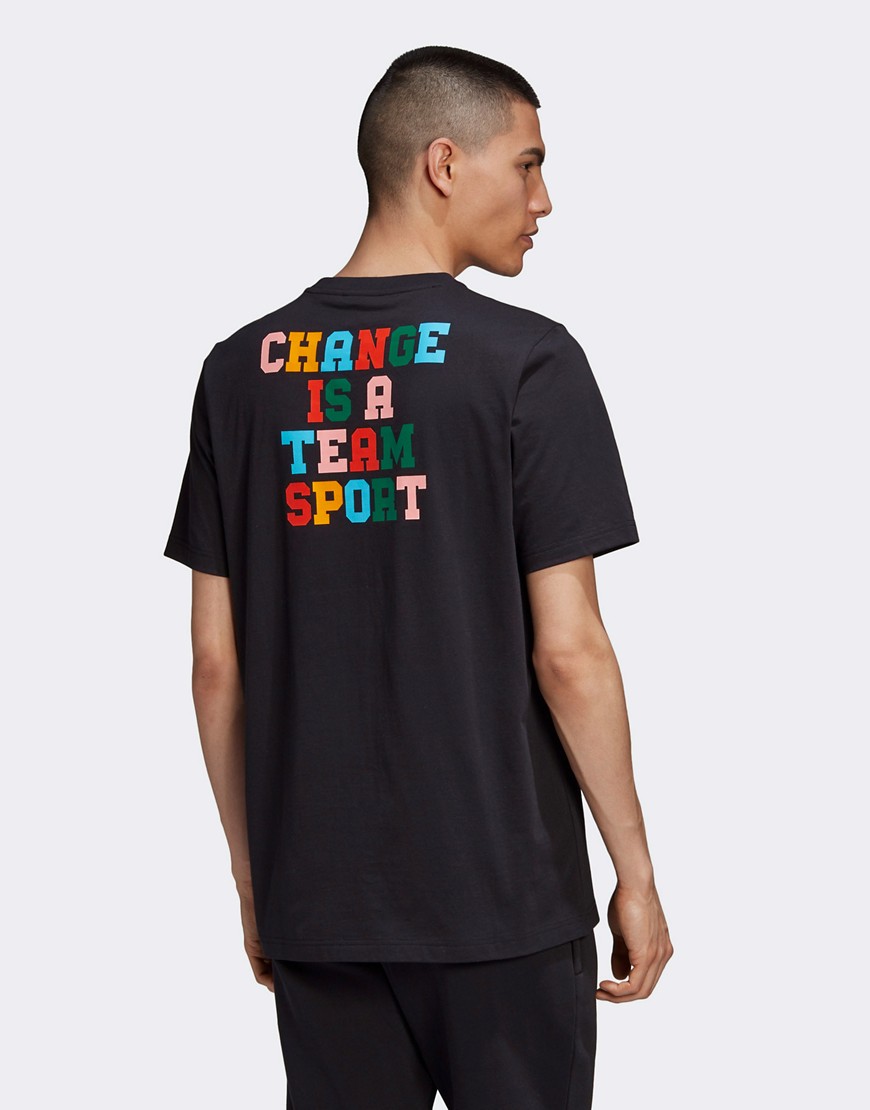 Adidas Originals Superstar 'Change Is a Team Sport' slogan T-shirt in black