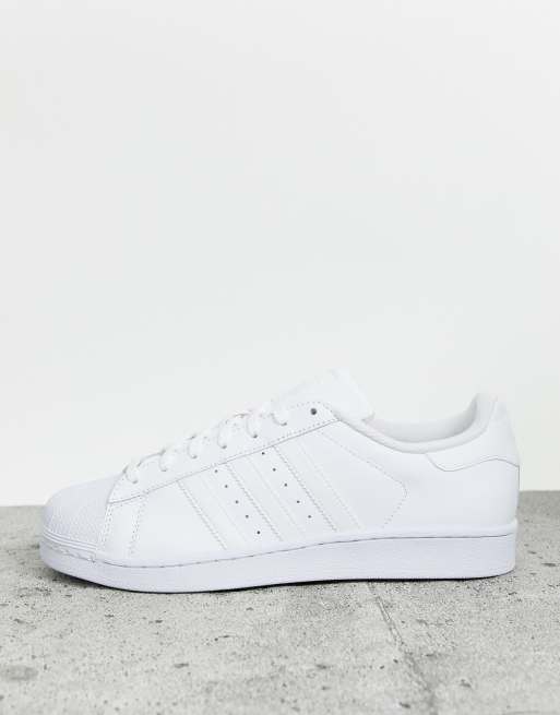 Adidas superstar trainers white mono outlet foundation