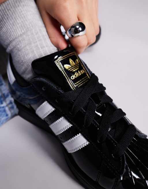 adidas Originals Superstar II Baskets en cuir verni Noir et