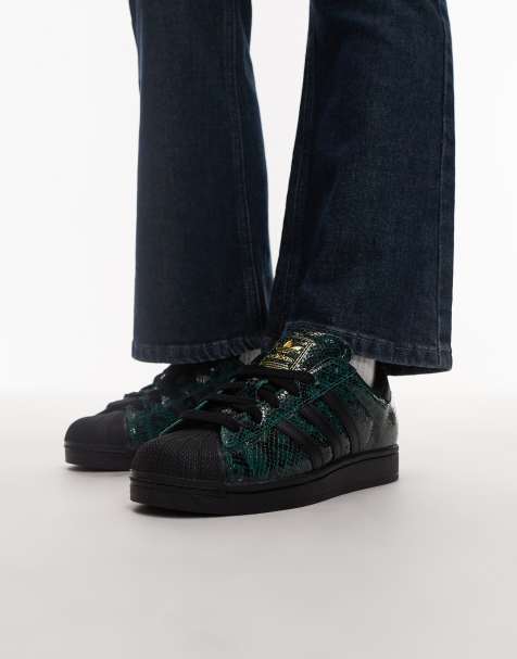 adidas Originals – Superstar II – Ciemnozielone buty sportowe we wzór skóry węża - view 1
