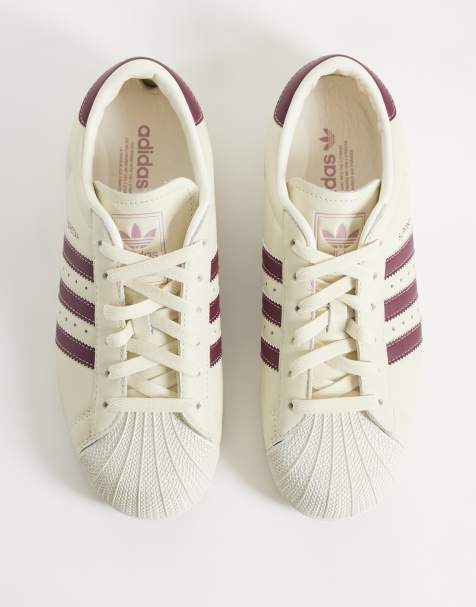 adidas Originals Superstar II låga sneakers i offwhite och vinrött exklusivt hos ASOS - view 1
