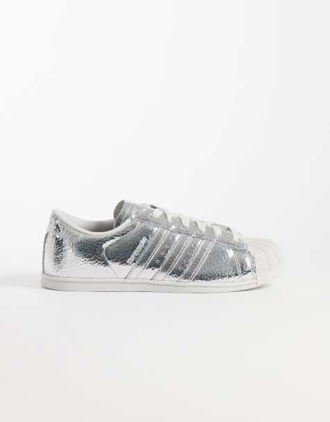 adidas Originals Superstar II lo pro trainers in metallic silver - view 1