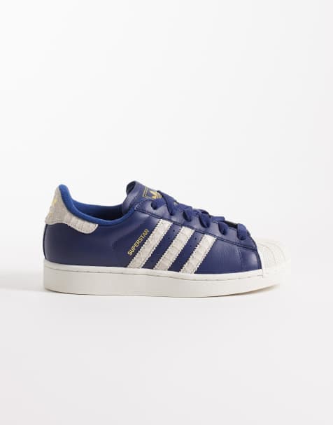 adidas Originals – Superstar II – Marinblå sneakers med krokodilskinnsmönster - view 1