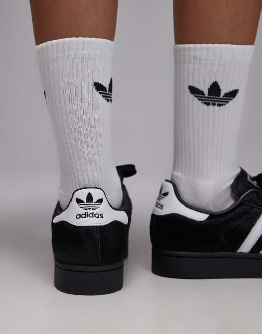 adidas Originals Superstar II pony hair trainers in black and white, 3 of 5
