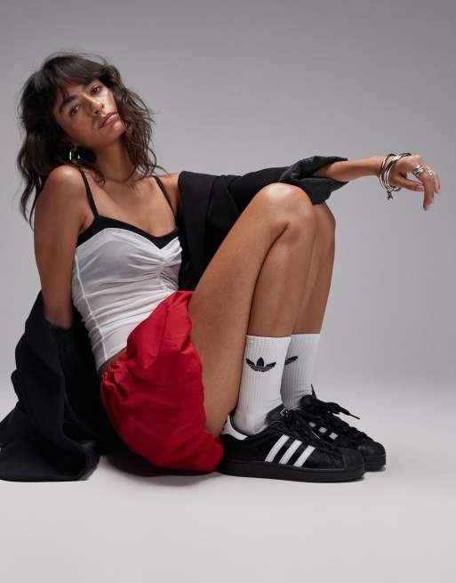 adidas Originals Superstar II ponyhair trainers in black and white