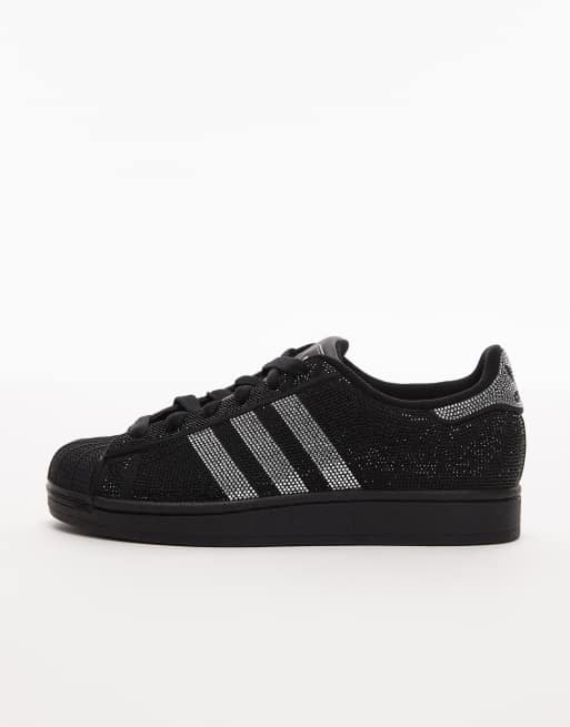 adidas Originals Superstar II rhinestones trainers in black