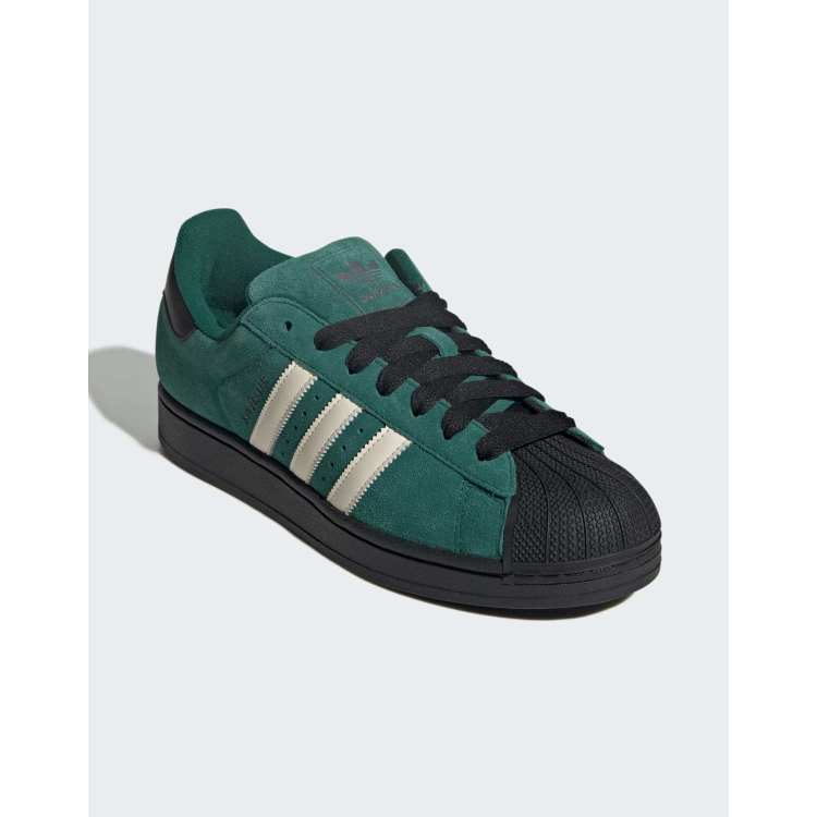 adidas Originals Superstar ii shoes in collegiate green and cream