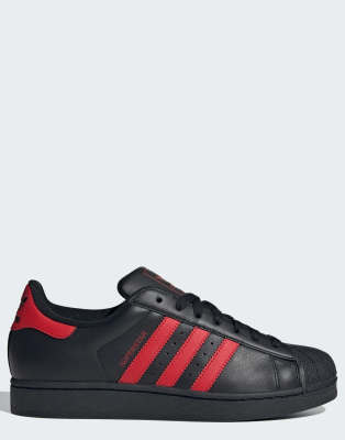  Superstar ii shoes in core black / better scarlet /