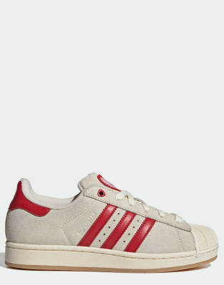 adidas Originals - Superstar II - Sneaker in Cremeweiß und Rot