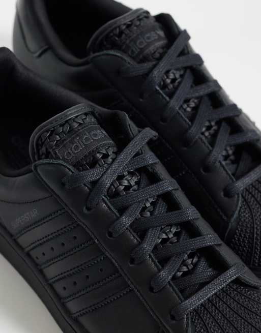 adidas Originals – Superstar II – Sneaker in Triple-Schwarz mit Webmuster-Zunge  , 5 von 5