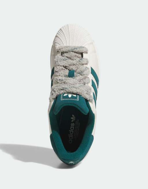 adidas Originals Superstar II Sneaker in Wollweiß und Grün, 3 von 4
