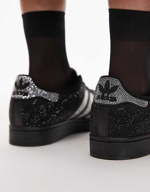 adidas gazelle silver green womens Adidas Superstar Junior Glitter Black