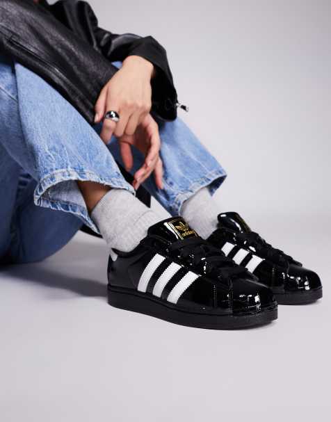 adidas Originals Superstar II sneakers in black and white patent leather - view 1
