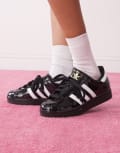 [adidas Originals] adidas Originals Superstar II sneakers in black and white patent leather 38 BLACK
