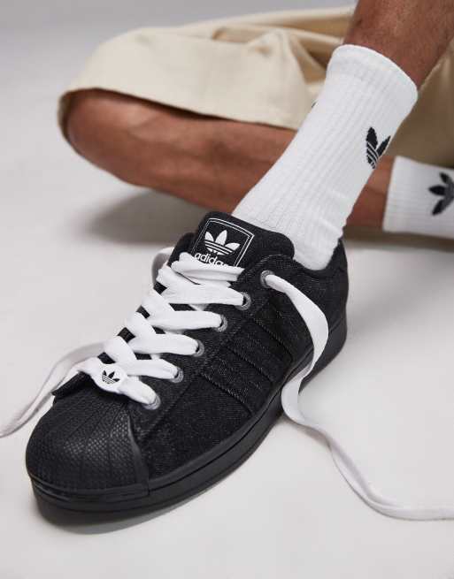 adidas Originals Superstar II sneakers in black denim ASOS