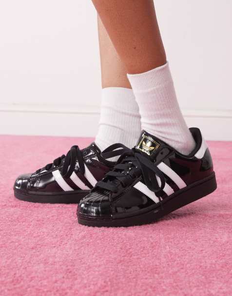 adidas Originals Superstar II sneakers in black patent - view 1