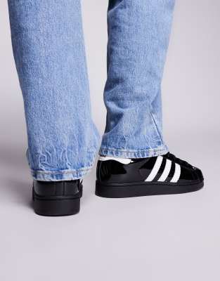 adidas Originals Superstar II sneakers in black patent | ASOS
