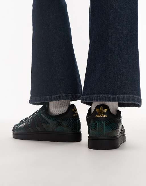 adidas Originals Superstar II sneakers in dark green snake print | ASOS
