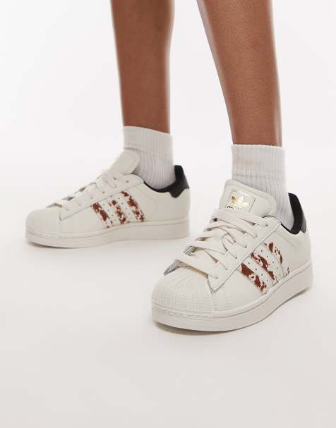 adidas Originals Superstar II sneakers in white and animal print - view 1