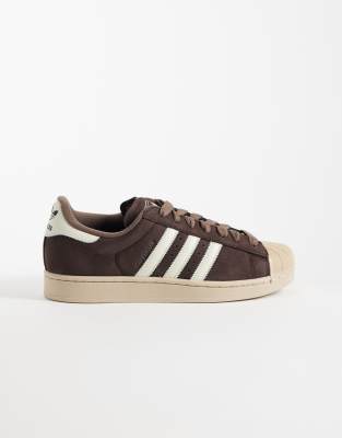 adidas Originals Superstar II sneakers in white and dark brown
