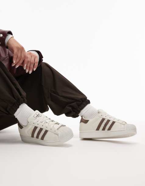 adidas Originals Superstar II sneakers in white with pony hair stripes in brown - view 1