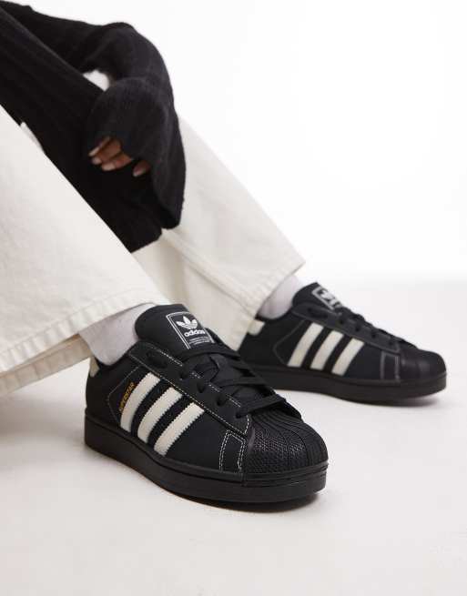 adidas Originals - Superstar II - Sorte sneakers i nubucklæder