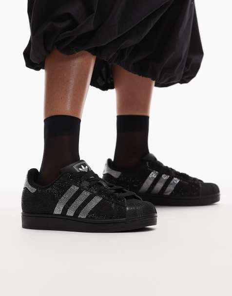 adidas Originals - Superstar II - Sorte sneakers med rhinsten - view 1