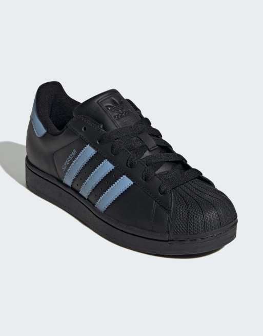 adidas Originals – Superstar II – Svarta och blekblå sneakers