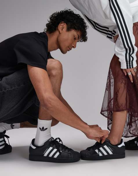 adidas Originals Superstar II trainers in black and white - view 1