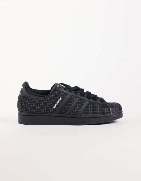 adidas Originals Superstar II trainers in black with grid detailing - view 1