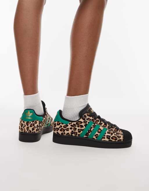 adidas Originals Superstar II trainers in leopard and green, 4 of 5