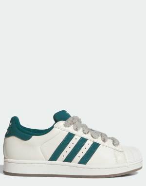 adidas Originals Superstar II trainers in off white and green