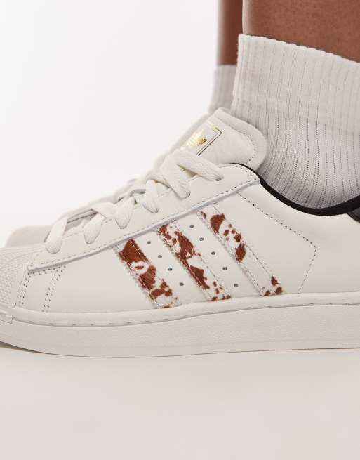 adidas Originals Superstar II trainers in white and animal print | ASOS