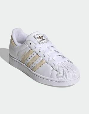 adidas Originals Superstar II trainers in white and beige