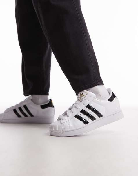 adidas Originals Superstar II trainers in white and black patent - view 1