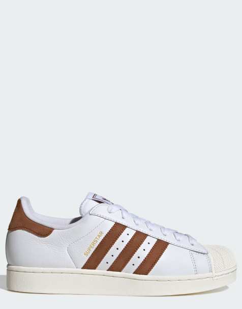 adidas Originals Superstar II trainers in white and brown - view 1