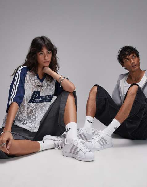 adidas Originals Superstar II trainers in white and grey - view 1