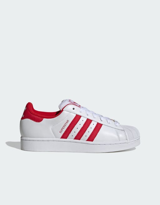 adidas Originals – Superstar II – Vita och röda sneakers | ASOS